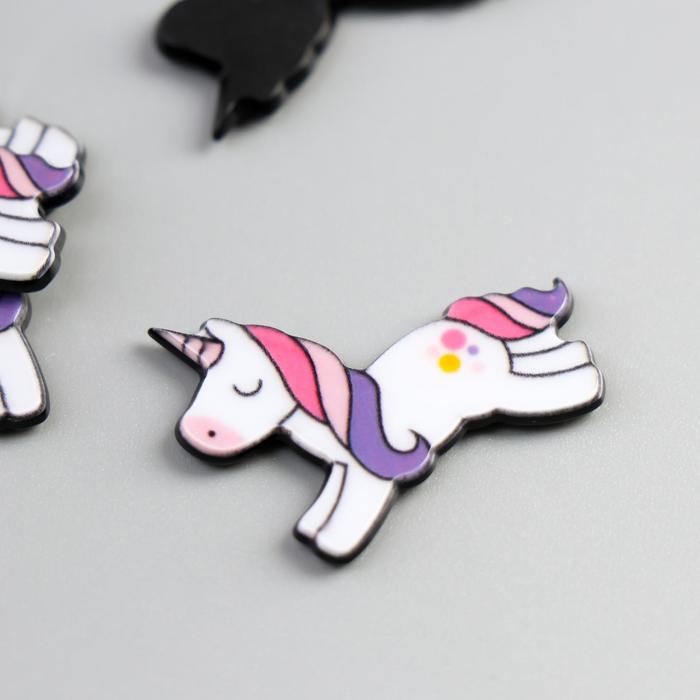 Декор для творчества пластик "Единорог" набор 8 шт 1,9х2,5 см