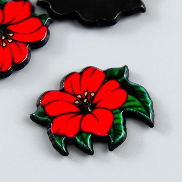 Декор для творчества пластик "Красная лилия" набор 8 шт 1,8х2,2 см