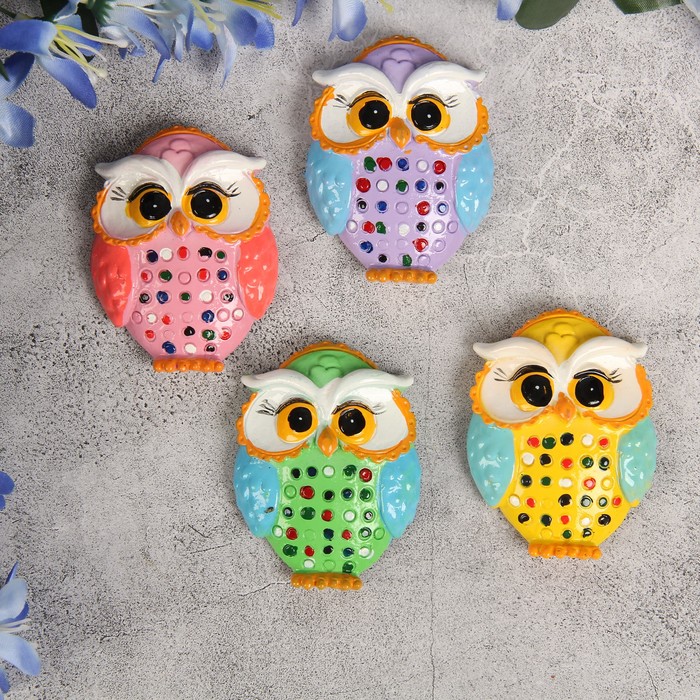 Магнит полистоун "Совёнок в горошек" МИКС 7х5,5 см