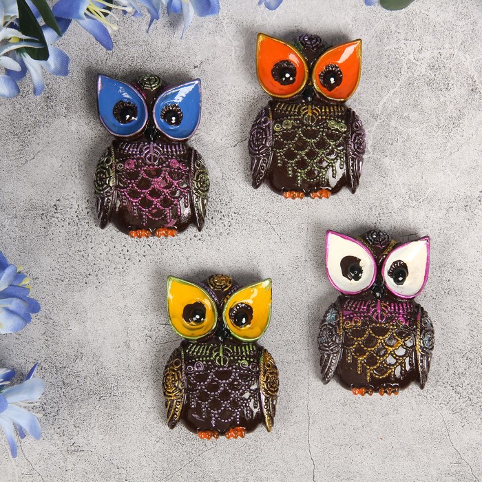 Магнит полистоун "Филин ажурный" МИКС 7х5,2 см