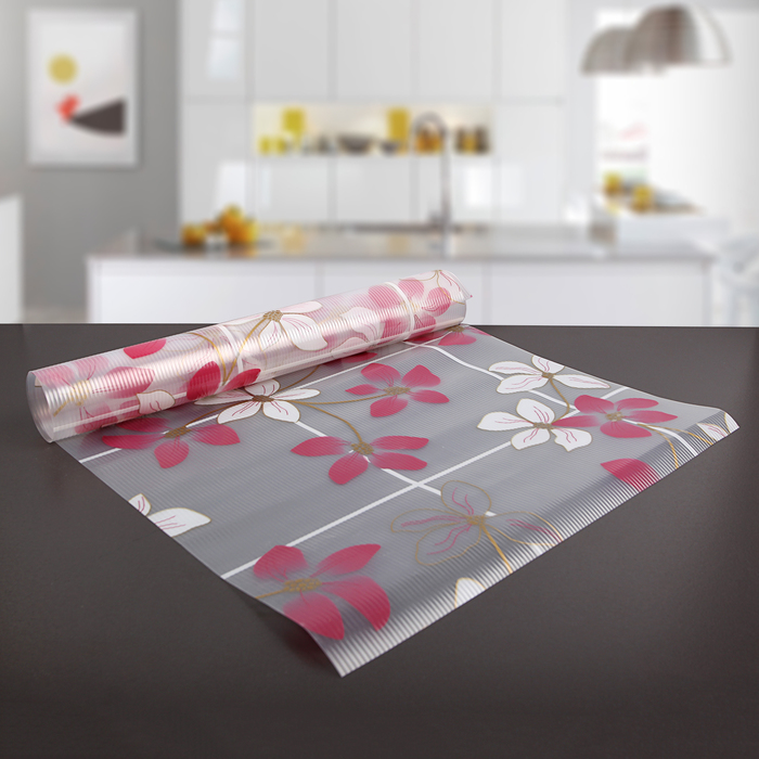 Коврик противоскользящий 45х90 см "Розовые цветы"