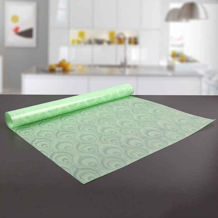 Коврик противоскользящий 45х90 см "Перья", цвет зелёный