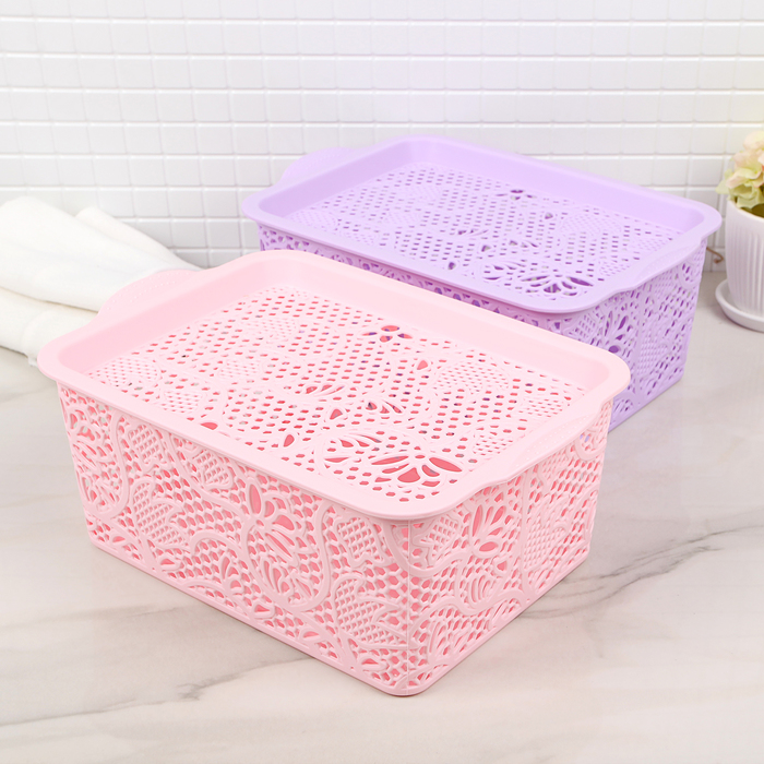 Контейнер для хранения 27х19х11 см "Тюльпаны", цвет МИКС