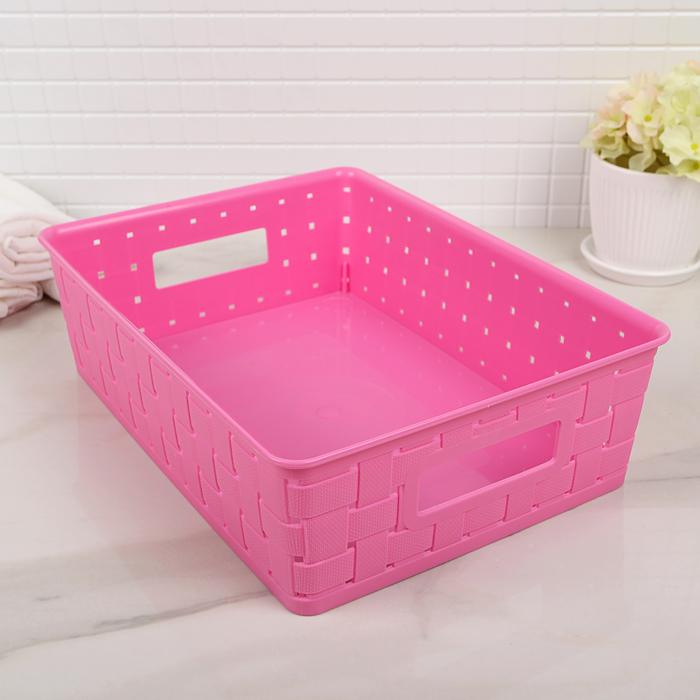 Корзина для хранения 28х21х8 см, цвет МИКС