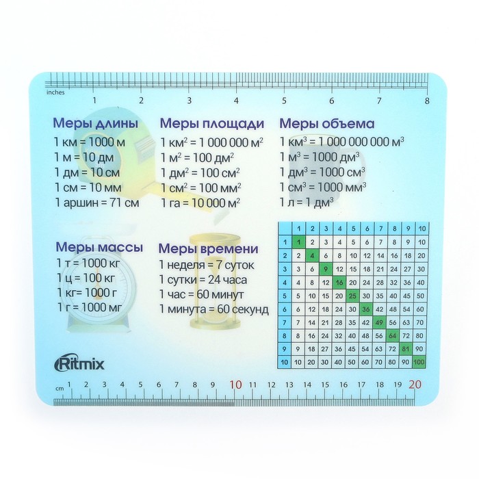 Коврик для мыши RITMIX MPD-020, 220x180x3 мм, "Table"