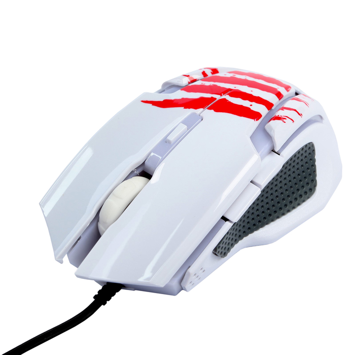 Мышь игровая RITMIX ROM-350, проводная, 2400 DPI, 6 кнопок, белая
