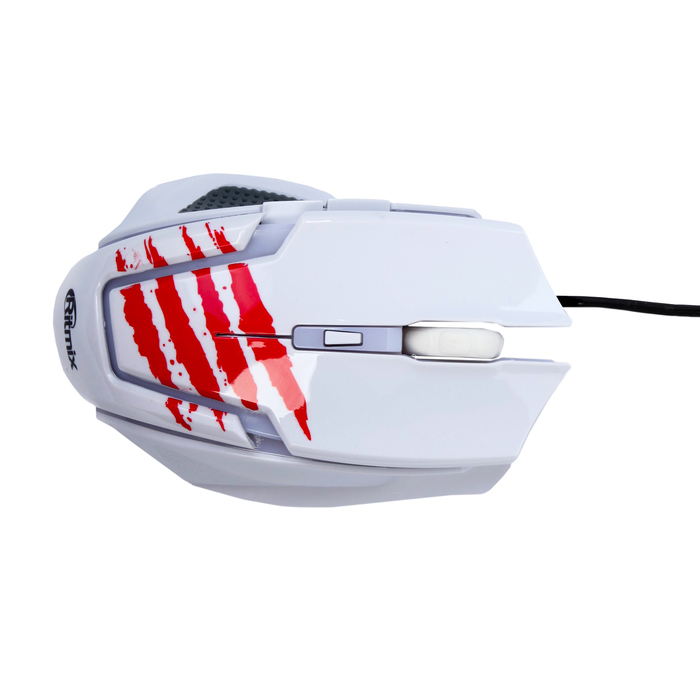 Мышь игровая RITMIX ROM-350, проводная, 2400 DPI, 6 кнопок, белая