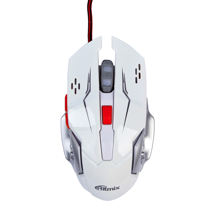 Мышь игровая RITMIX ROM-355, проводная, 2400 DPI, 6 кнопок, белая