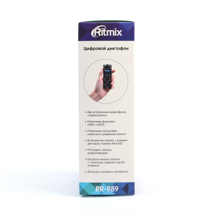 Диктофон RITMIX RR-989 4 Gb, MP3, дисплей с подсветкой, литий-полимерный аккумулятор