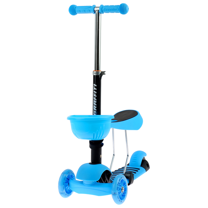 Самокат детский 3 в 1 GRAFFITI Buggi, цвет голубой