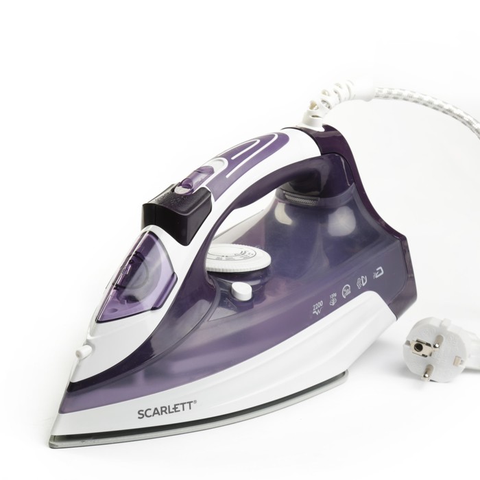 Электрический утюг Scarlett SC-SI30K21, 2200 Вт, паровой удар 120 г/мин, белый/фиолетовый