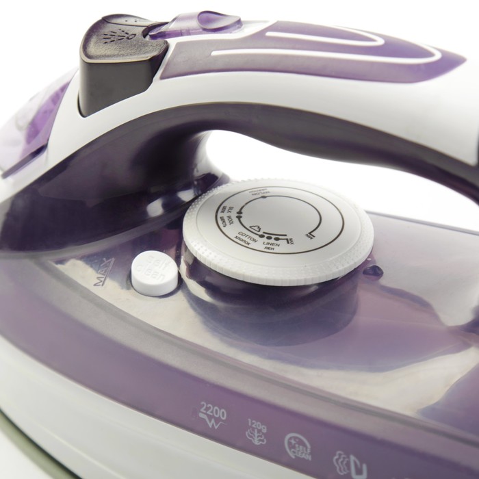 Электрический утюг Scarlett SC-SI30K21, 2200 Вт, паровой удар 120 г/мин, белый/фиолетовый