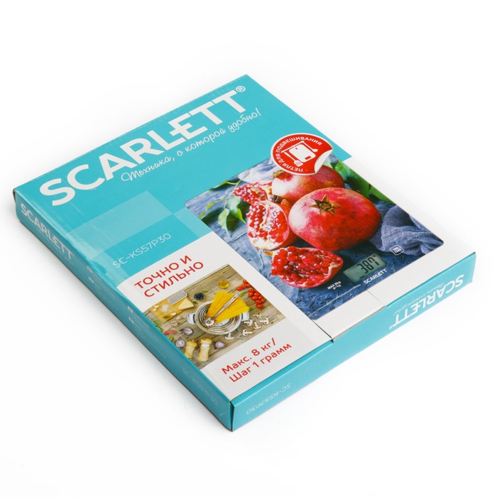Весы кухонные Scarlett SC-KS57P30, электронные, 8 кг, гранат