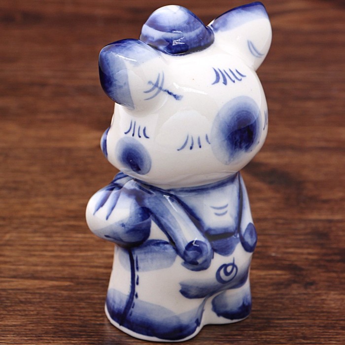Сувенир "Поросёнок с гармошкой", кобальт