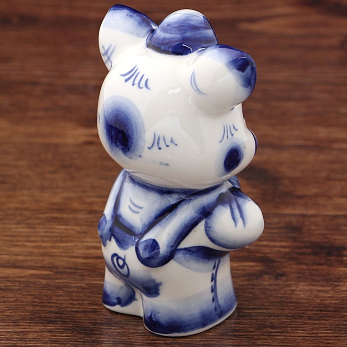 Сувенир "Поросёнок с гармошкой", кобальт