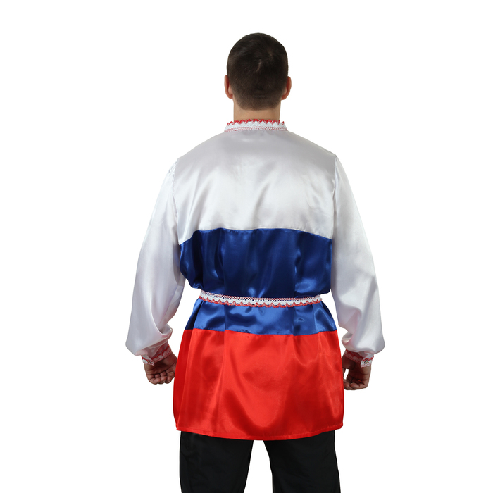 Рубаха мужская "Триколор", атлас, р-р 56-68