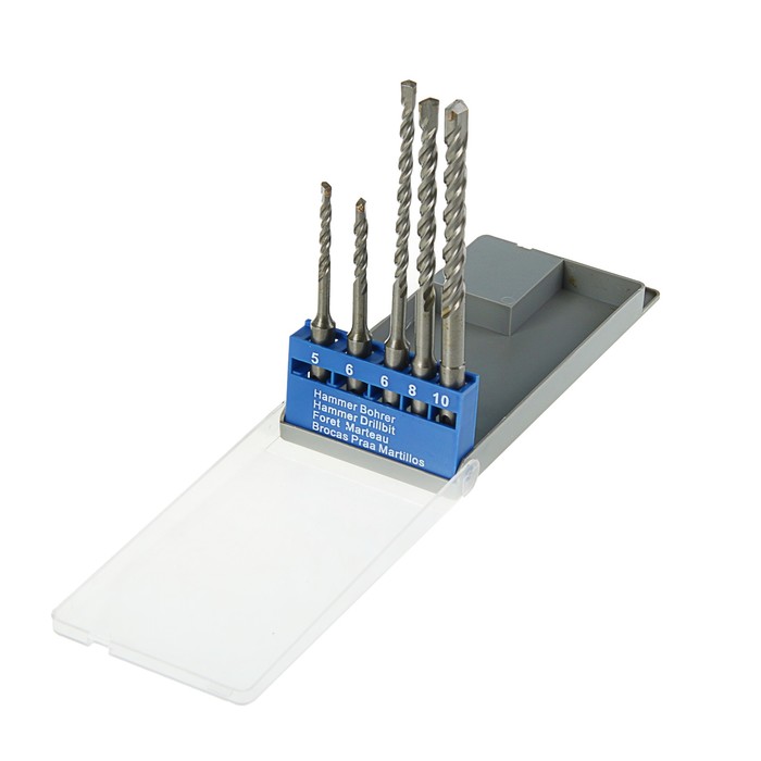 Набор буров по бетону Hardax, 2 режущие кромки, пластмассовый короб, 5 пр.
