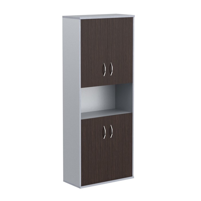 Шкаф с двумя комплектами глухих малых дверей IMAGO СТ-1.5, венге магия/металлик