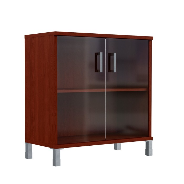 Шкаф низкий со стеклянными дверьми BORN B 410.5, бургунди