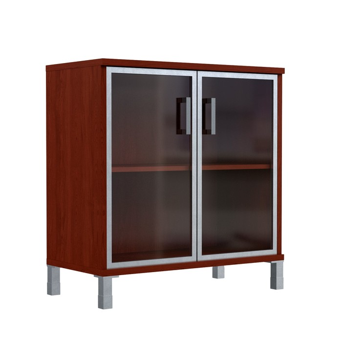 Шкаф низкий со стеклянными дверьми в AL-рамке BORN B 410.4, бургунди