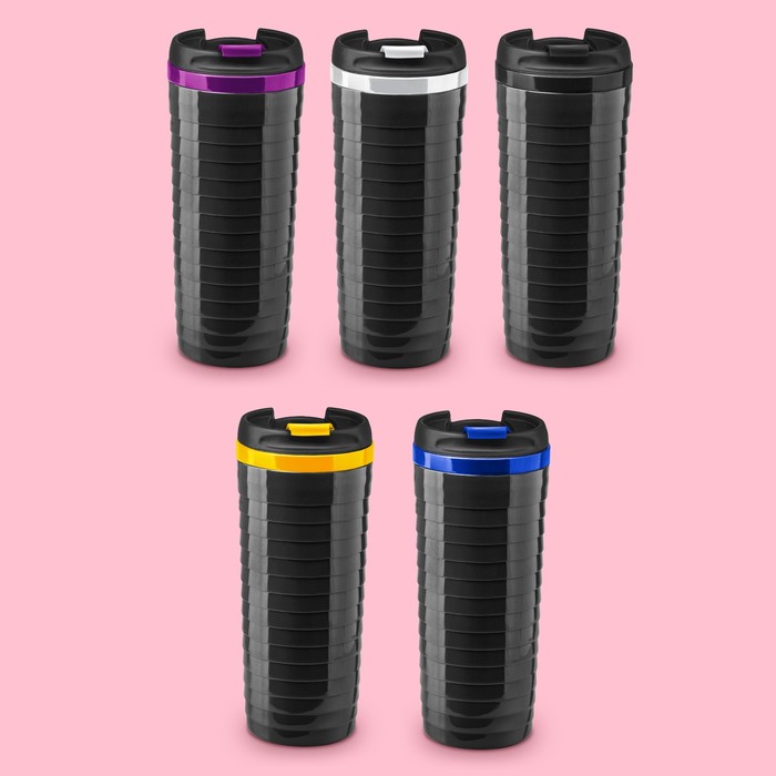 Термостакан чёрный "Волны", 350 мл, МИКС