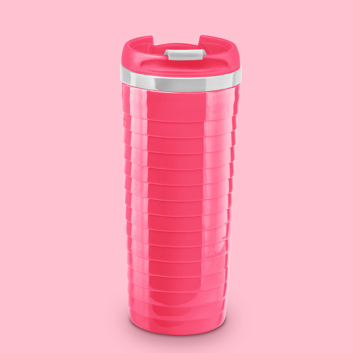 Термостакан Ребристый розово-белый 350 мл