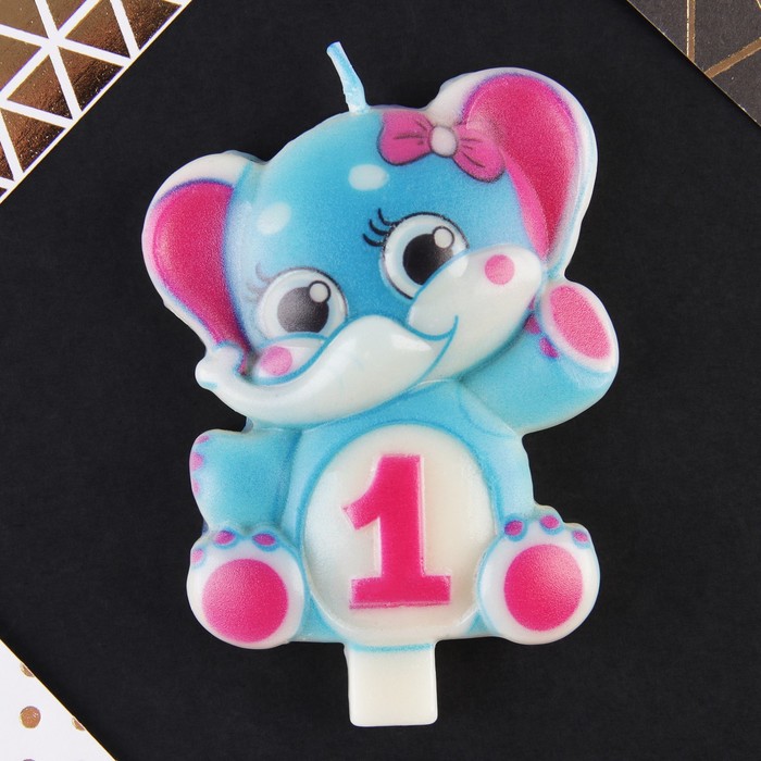 Свеча в торт цифра 1 &quot;Слоник&quot;