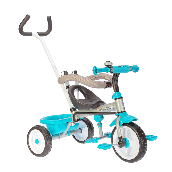 Велосипед трехколесный Micio Uno 2018, колеса EVA 10"/8", цвет голубой/серый