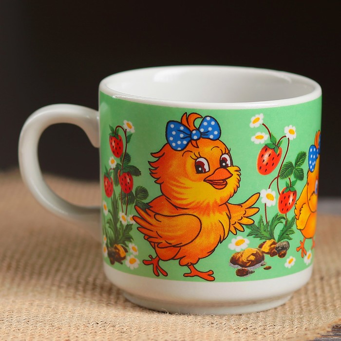 Кружка 220 мл "Цилиндр", зверята, деколь, микс