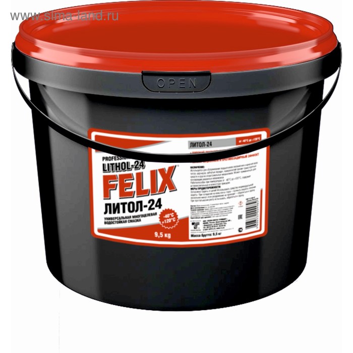 Смазка Литол-24 FELIX, ведро, 9,5 кг смазка литол 24 felix туба 300 г