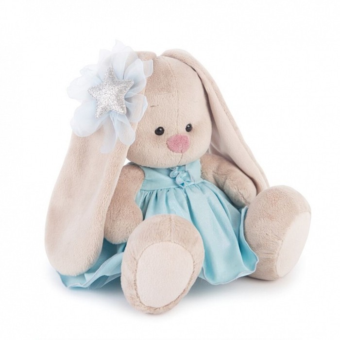 Мягкая игрушка "Зайка Ми" в голубом платье со звездой, 18 см SidS-207