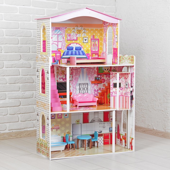 Домик для кукол "Разноцветная мечта", мебель в комплекте