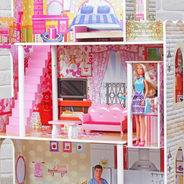 Домик для кукол "Разноцветная мечта", мебель в комплекте