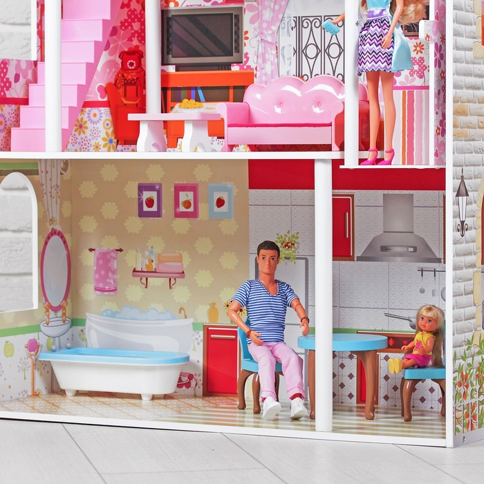 Домик для кукол "Разноцветная мечта", мебель в комплекте