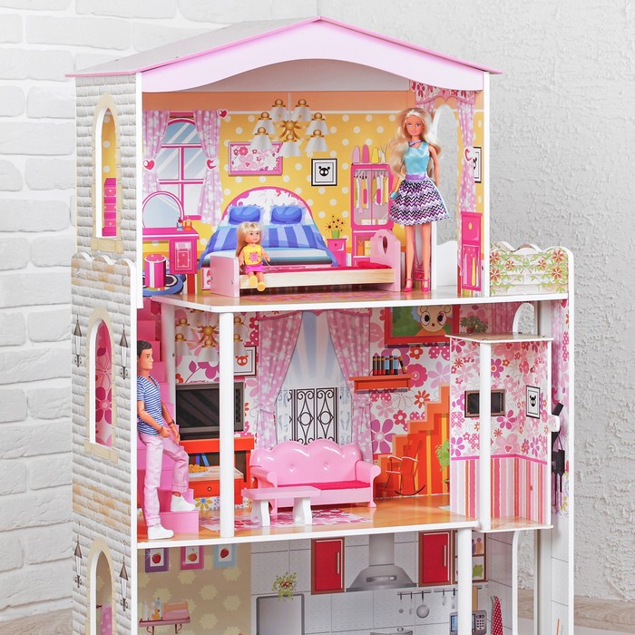 Домик для кукол "Разноцветная мечта", мебель в комплекте