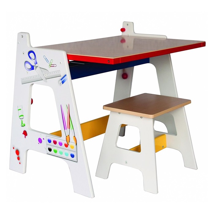 Детская игровая мебель "Стол-доска 2 в 1", для рисования мелом, со стульчиком