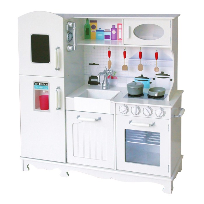 Детская игровая мебель из дерева «Модуль кухни», белый цвет, с аксессуарами