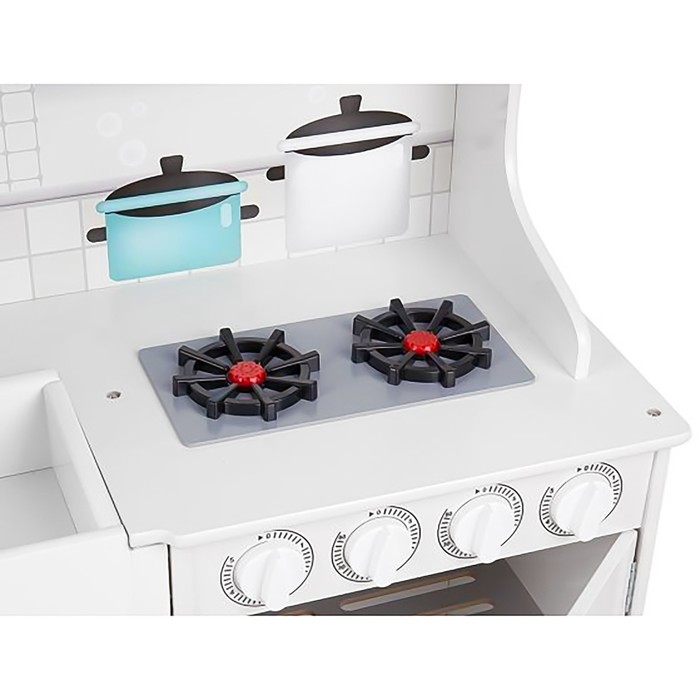 Детская игровая мебель из дерева «Модуль кухни», белый цвет, с аксессуарами