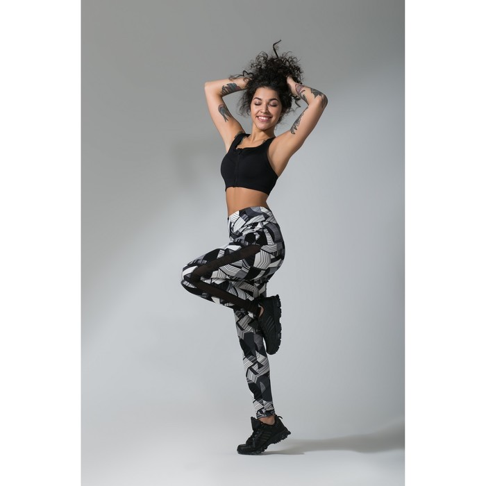 Легинсы с прозрачными вставками ONLITOP Fitness Diamonds, размер 44-46, цвет серый