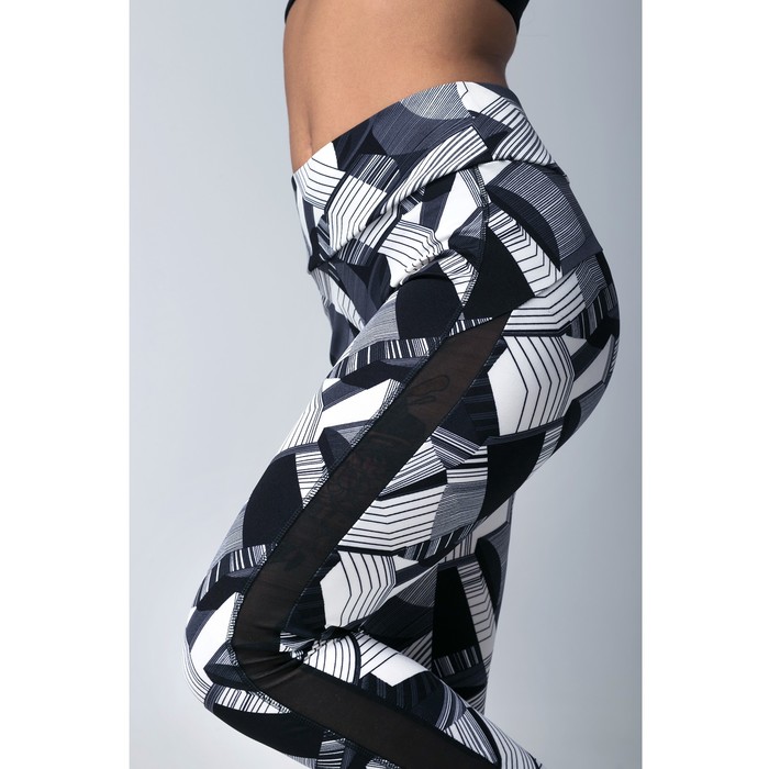 Легинсы с прозрачными вставками ONLITOP Fitness Diamonds, размер 44-46, цвет серый