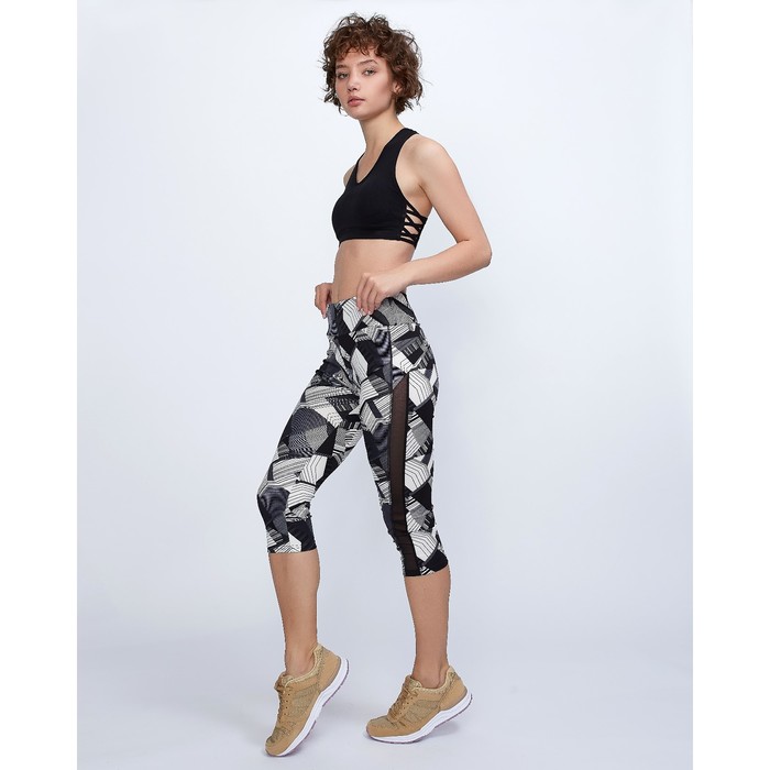 Бриджи спортивные с прозрачными вставками ONLITOP Fitness Diamonds, размер 44-46, цвет серый