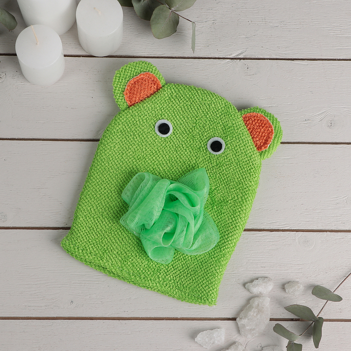 Мочалка варежка детская, "Слоник", цвет МИКС