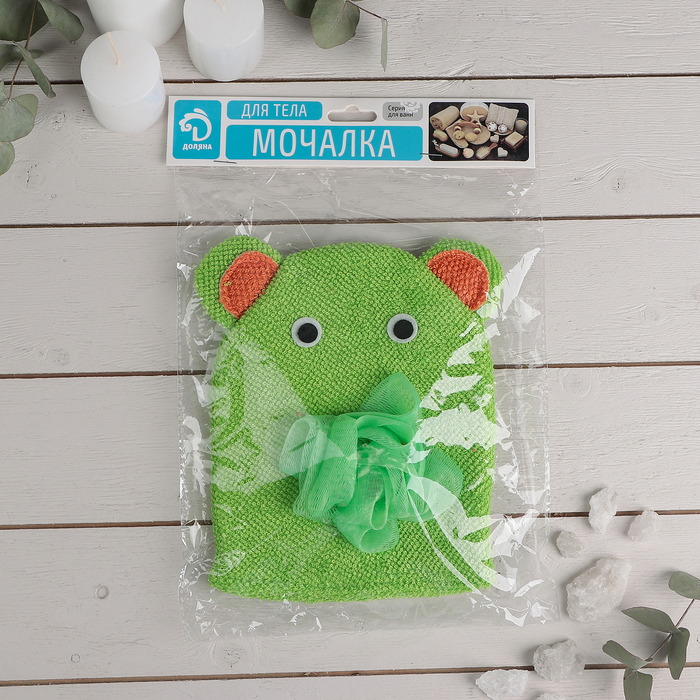 Мочалка варежка детская, "Слоник", цвет МИКС