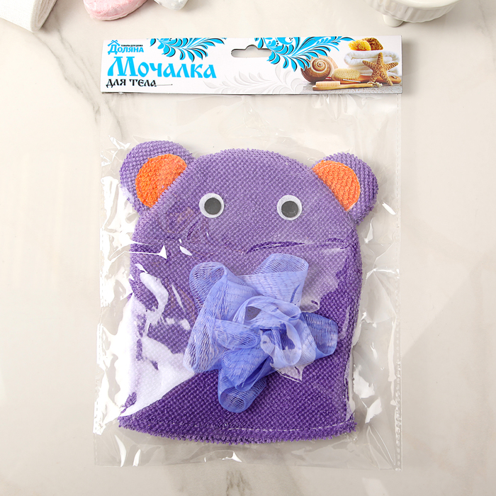 Мочалка варежка детская, "Слоник", цвет МИКС