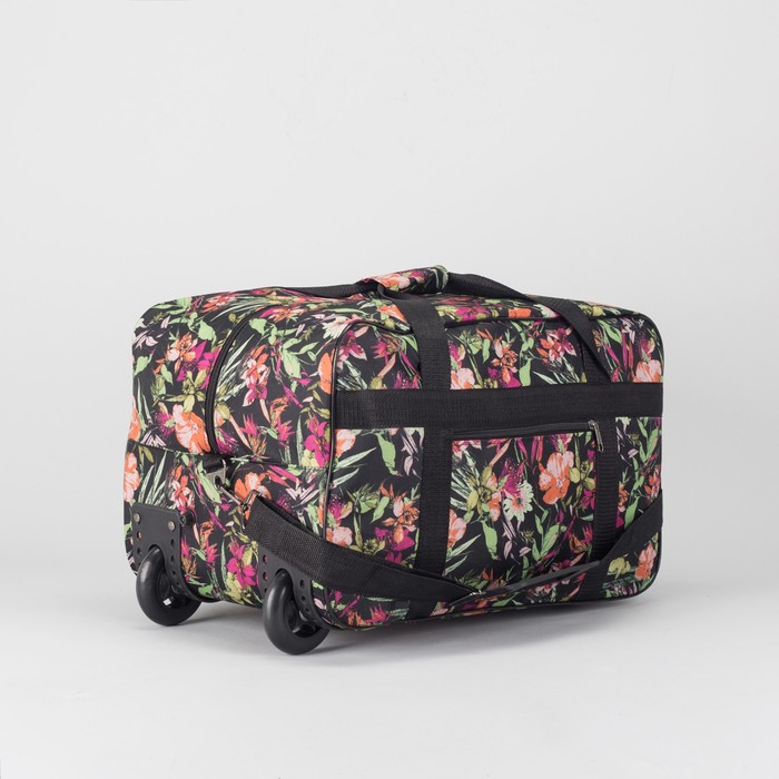 Сумка дорожная на колёсах «Тропики», 1 отдел, наружный карман, цвет чёрный