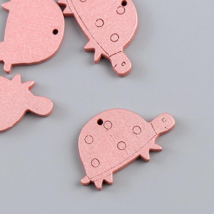 Декор для творчества дерево "Черепашка нежно-розовая с перламутром" набор 10 шт 1х2,1 см