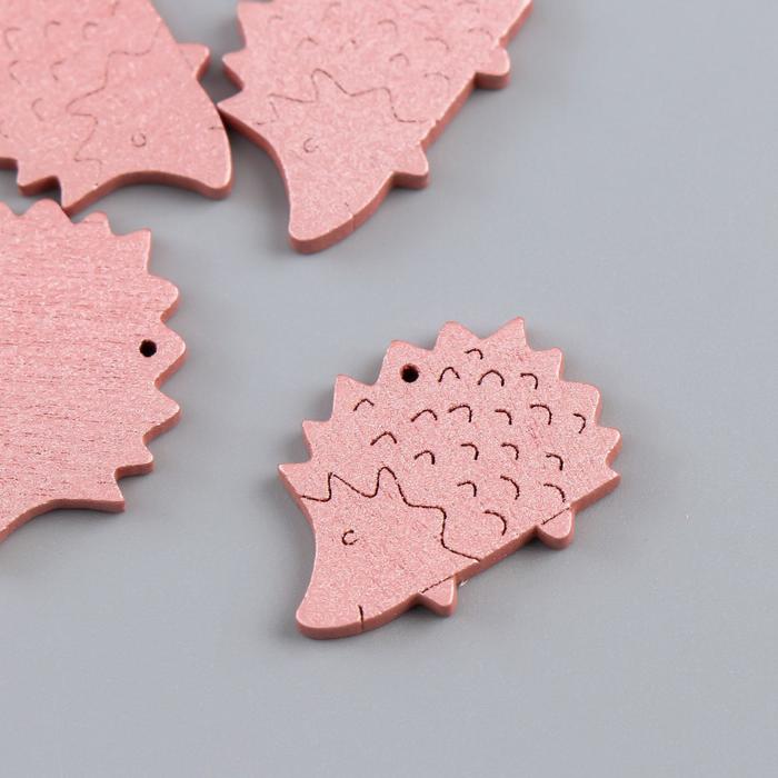 Декор для творчества дерево "Ёжик нежно-розовый с перламутром" набор 10 шт 1,3х2,1 см