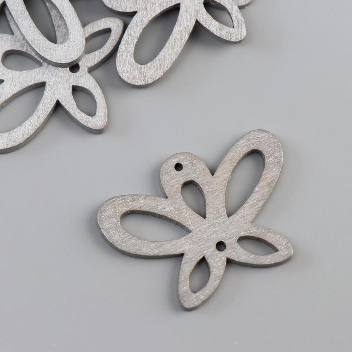 Декор для творчества дерево "Бабочка" серебро набор 10 шт 2,6х3,5 см