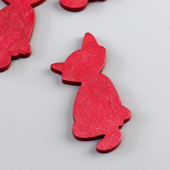 Декор для творчества дерево "Котенок розовый с перламутром" набор 5 шт 4,9х2,3 см