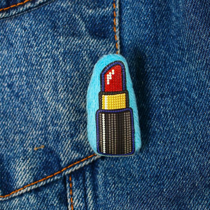 Брошь плюшевая "Помада"